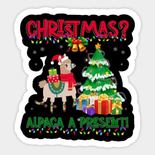 Christmas alpaca a present gift alpaca lover | alpaca Santa hat Christmas tree gift Sticker